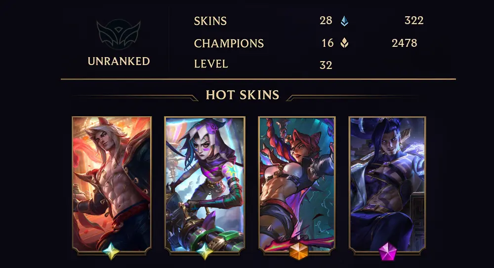 UNRANKED - 32 LVL - 28 SKIN