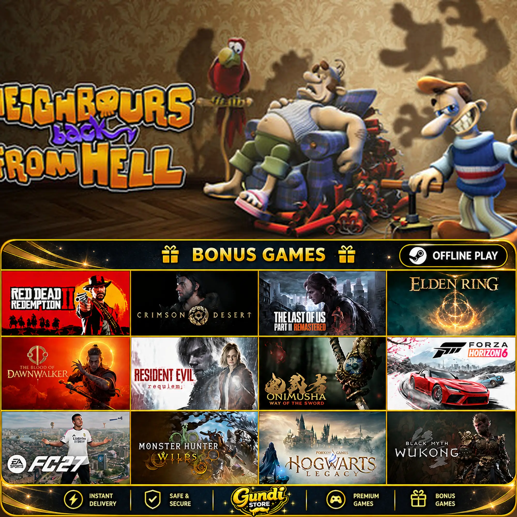 [AUTO CODE] - Neighbours back From Hell + BONUS GAME