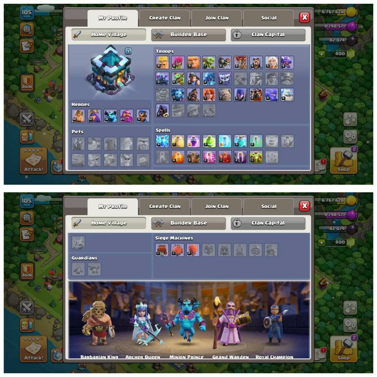 {55% DISCOUNT} TH13 HALF MAX ID⚡️4 EPIC EQUIPMENT⚡️XP-105⚡️HERO 52-52-14-23-5⚡️FREE GEMS NAME CHANGE⚡️ 152 CWL MEDALS⚡️ MAGIC ITEMS⚡️OP LAB⚡️INSTANT DELIVERY 🚚