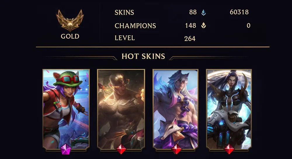 GOLD III - 264 LVL - 88 SKIN