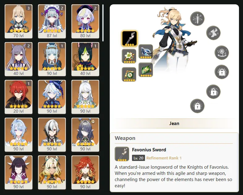 EU - AR: 58 - 75 CHARACTERS [ 24 - FIVE STARS CHARACTERS ]  C1 Ineffa - Furina -  Arlecchino -  Odette -  Mavuika -  Columbina - Neuvillette