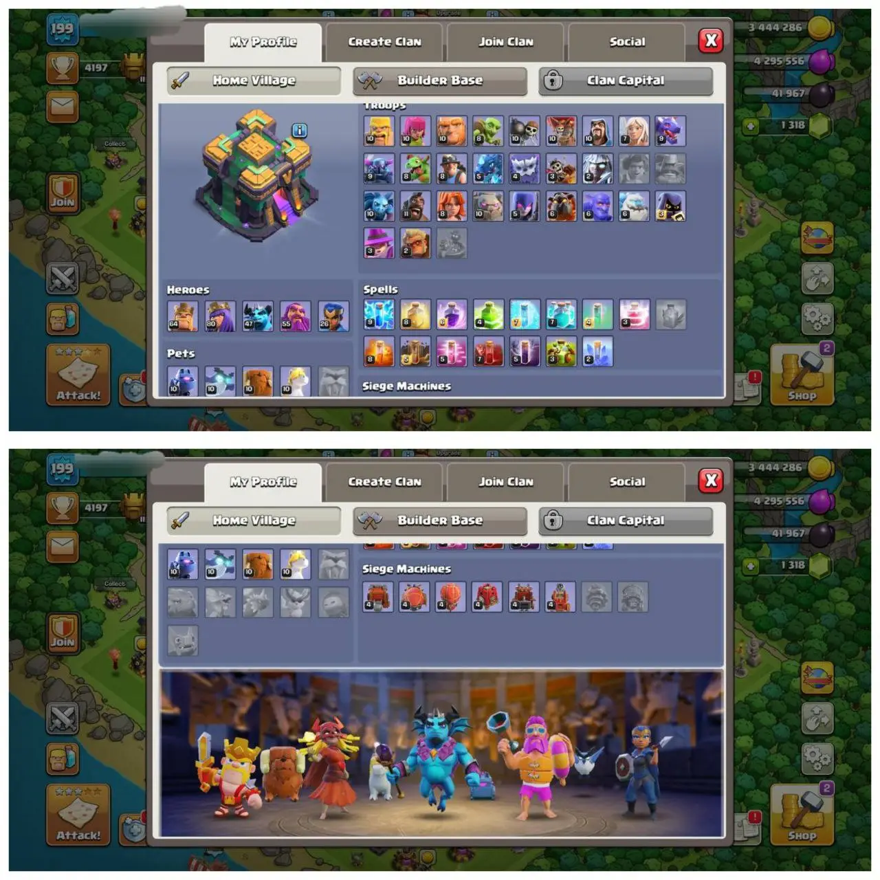 {60% DISCOUNT} TH14 SEMI MAX ⚡️10 EPIC EQUIPMENT⚡️XP-199⚡️HERO 64-80-47-55-26⚡️890 CWL MEDALS⚡️MAGIC ITEMS⚡️OP LAB⚡️INSTANT DELIVERY 🚚