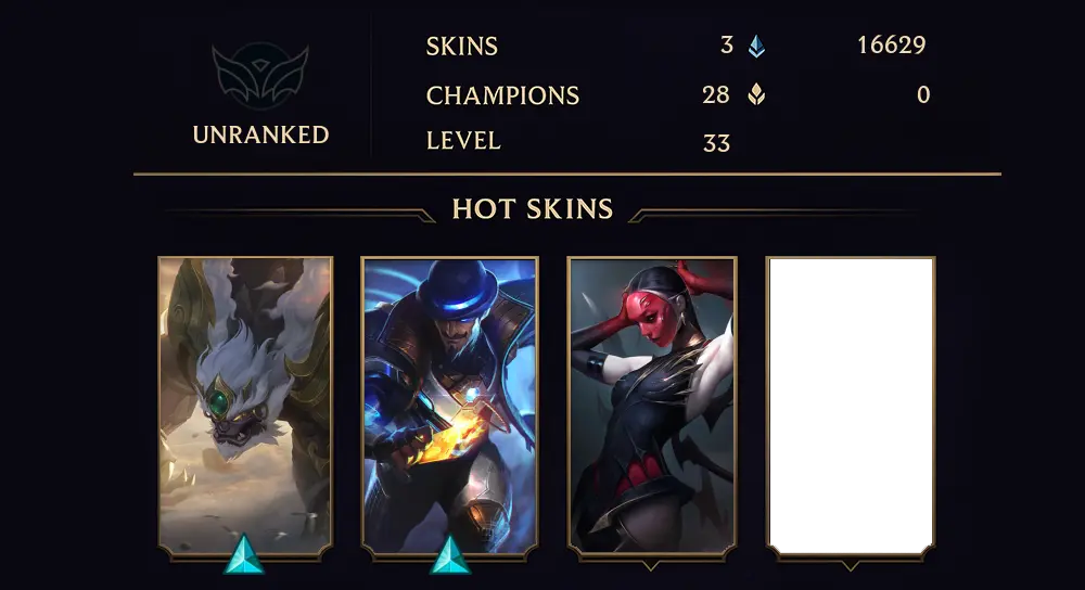 UNRANKED - 33 LVL - 3 SKIN