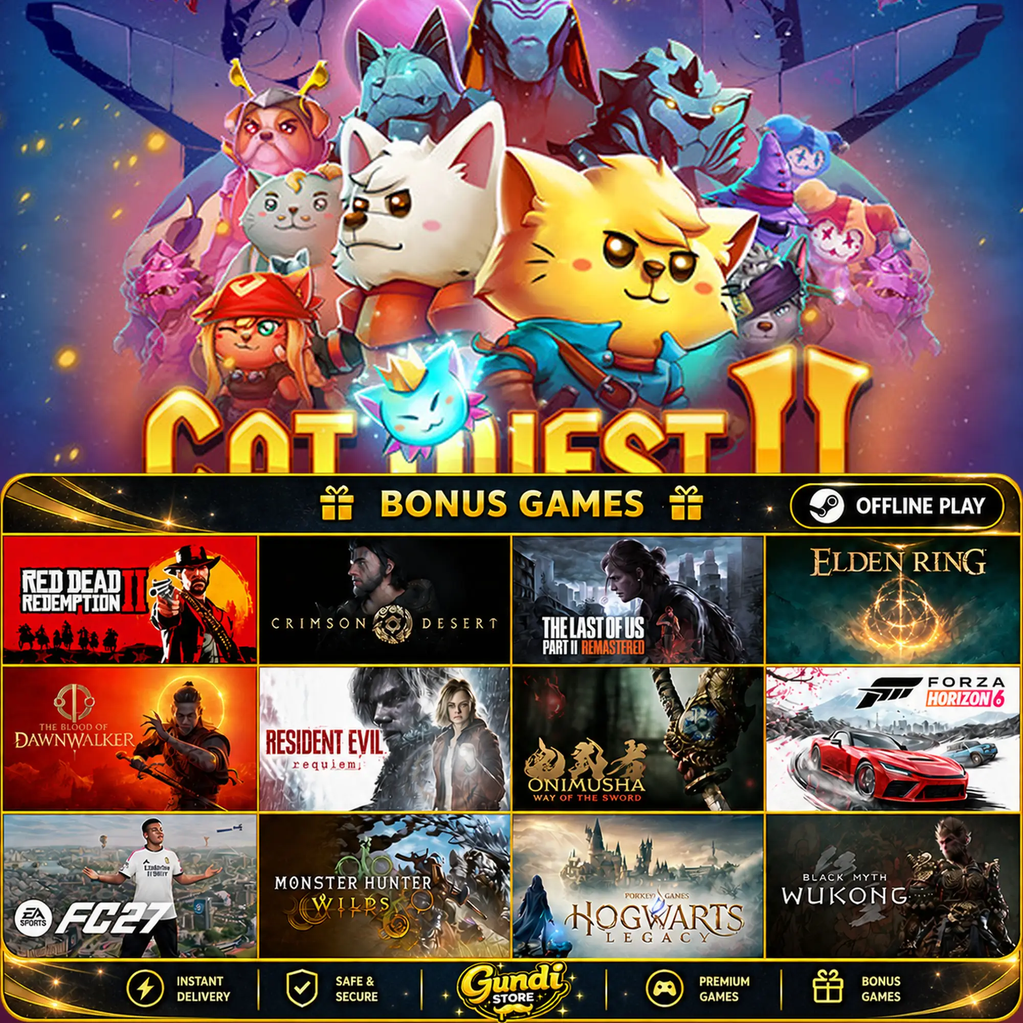 [AUTO CODE] - Cat Quest II + BONUS GAME