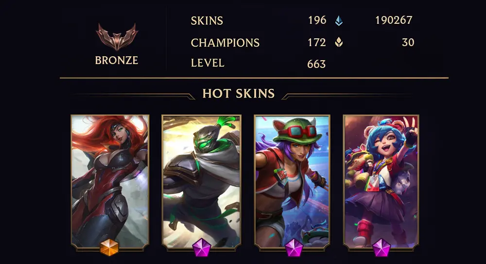 BRONZE III - 663 LVL - 196 SKIN