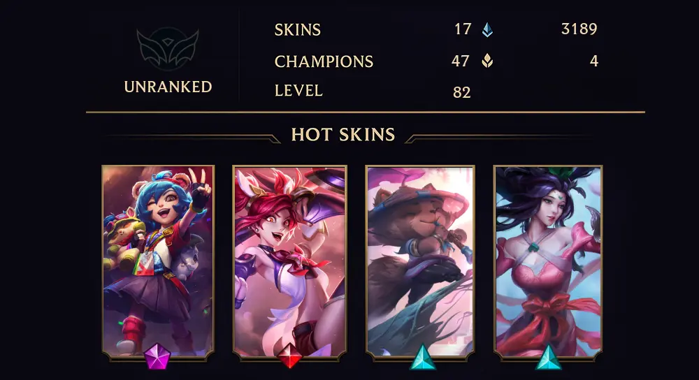 UNRANKED - 82 LVL - 17 SKIN
