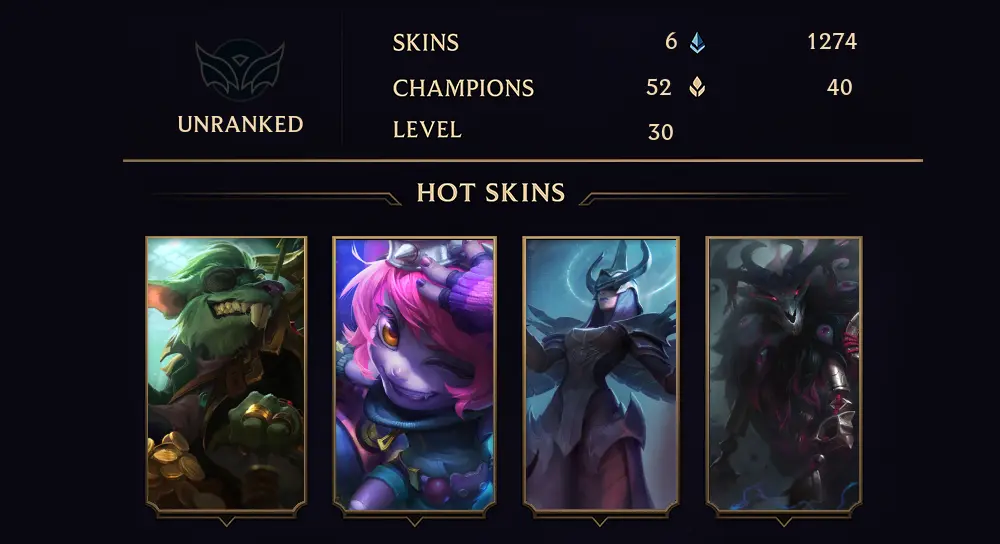 UNRANKED - 30 LVL - 6 SKIN