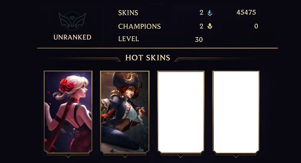 UNRANKED - 30 LVL - 2 SKIN