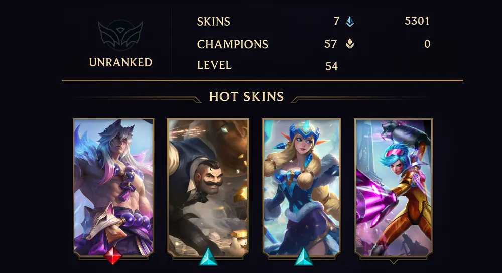 UNRANKED - 54 LVL - 7 SKIN