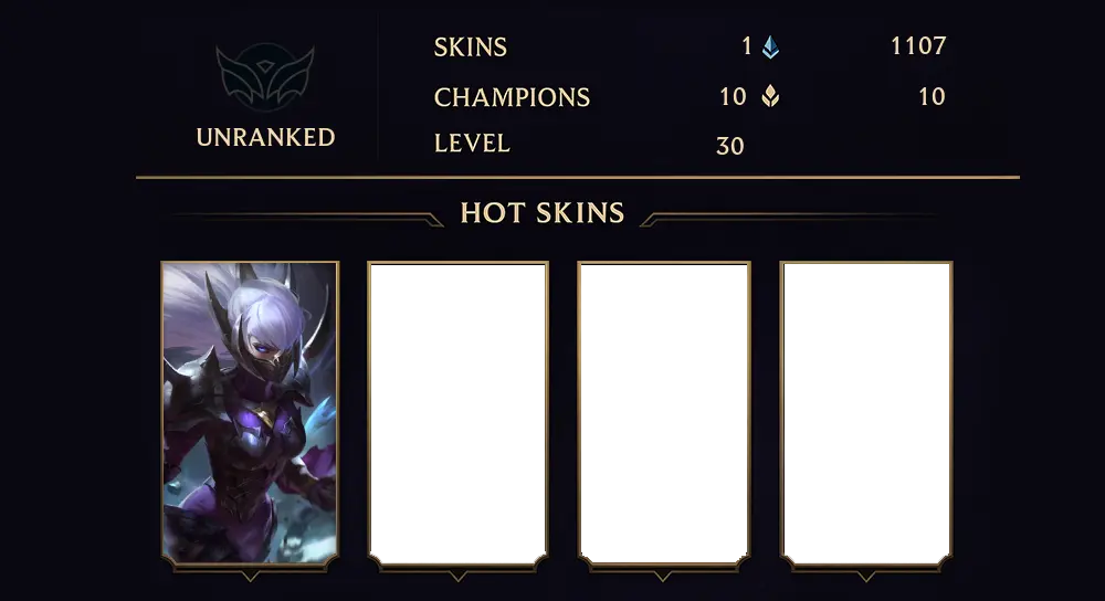 UNRANKED - 30 LVL - 1 SKIN