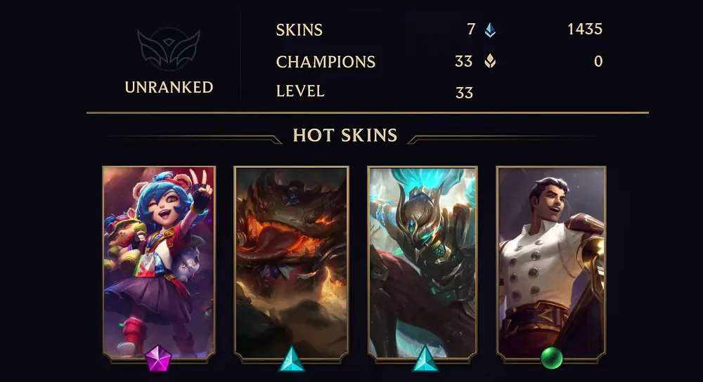 UNRANKED - 33 LVL - 7 SKIN