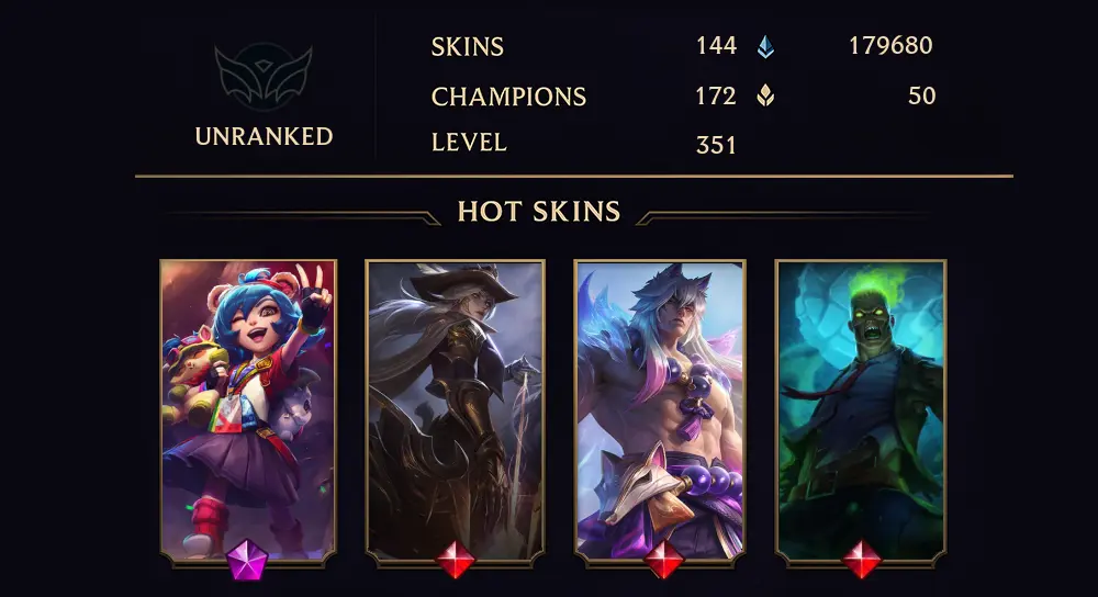 UNRANKED - 351 LVL - 144 SKIN