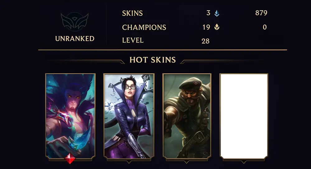 UNRANKED - 28 LVL - 3 SKIN