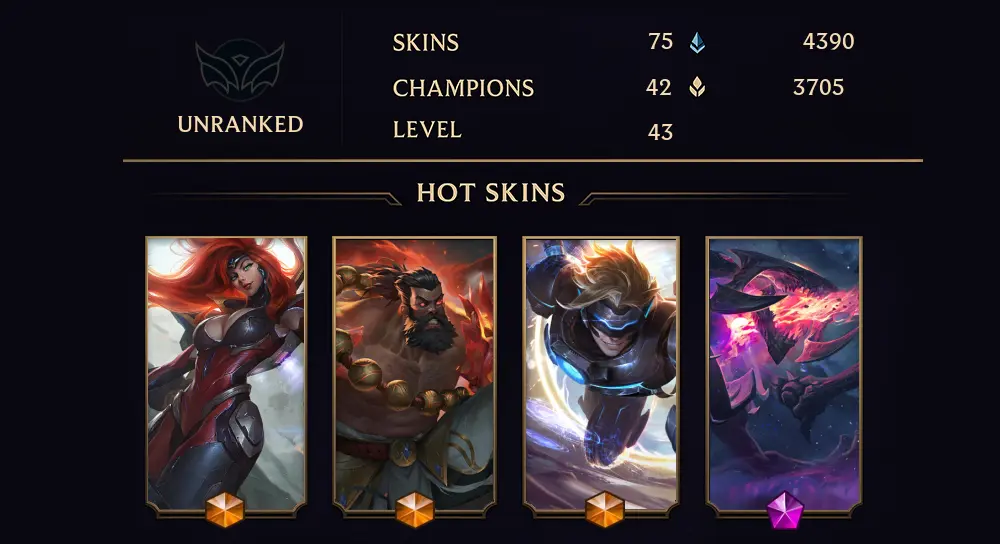 UNRANKED - 43 LVL - 75 SKIN