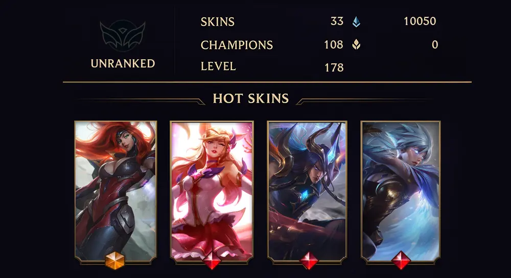 UNRANKED - 178 LVL - 33 SKIN