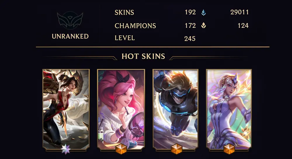 UNRANKED - 245 LVL - 192 SKIN