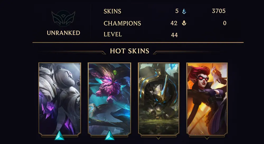 UNRANKED - 44 LVL - 5 SKIN