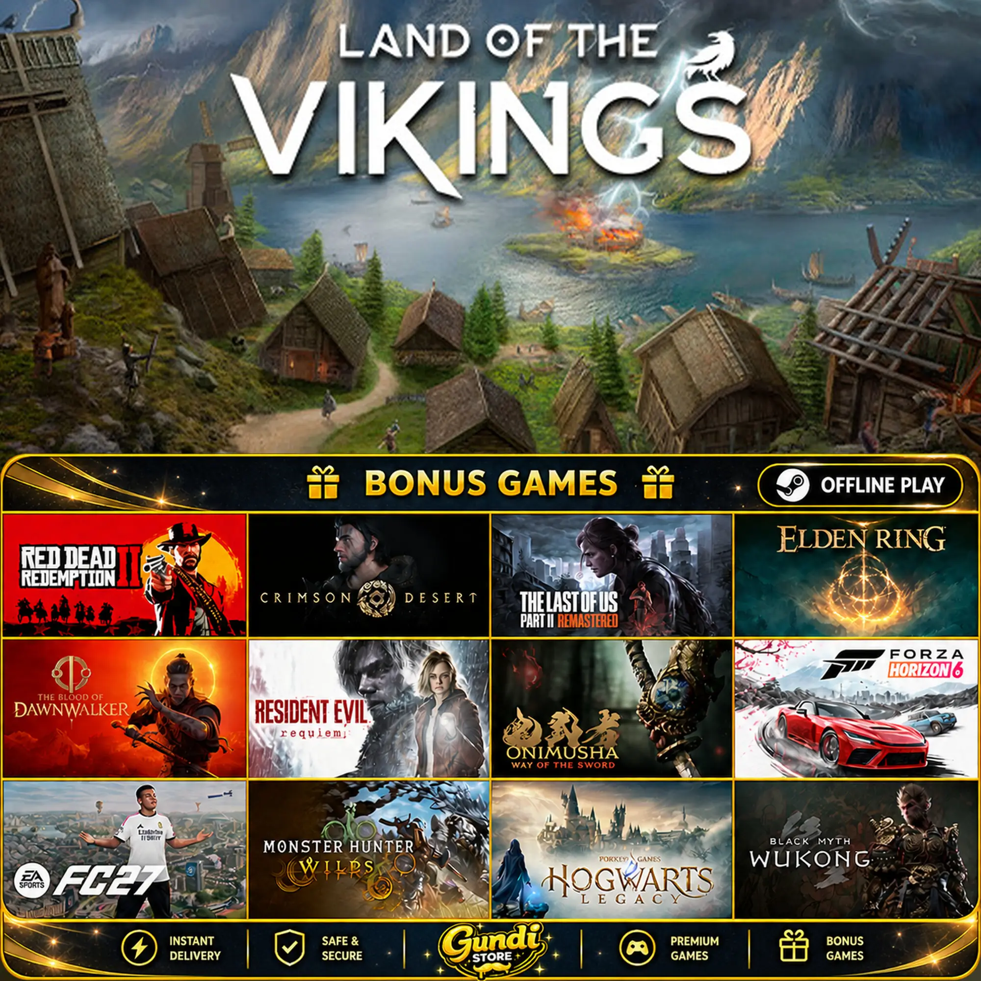 [AUTO CODE] - Land of the Vikings + BONUS GAME