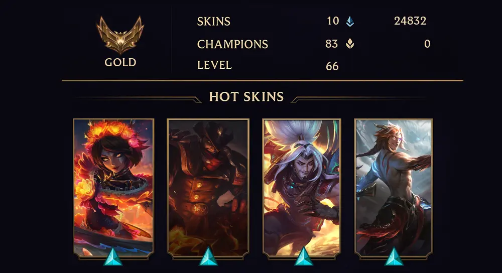 GOLD IV - 66 LVL - 10 SKIN
