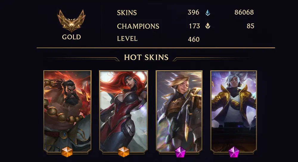 GOLD IV - 460 LVL - 396 SKIN