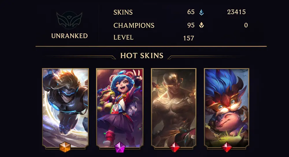 UNRANKED - 157 LVL - 65 SKIN