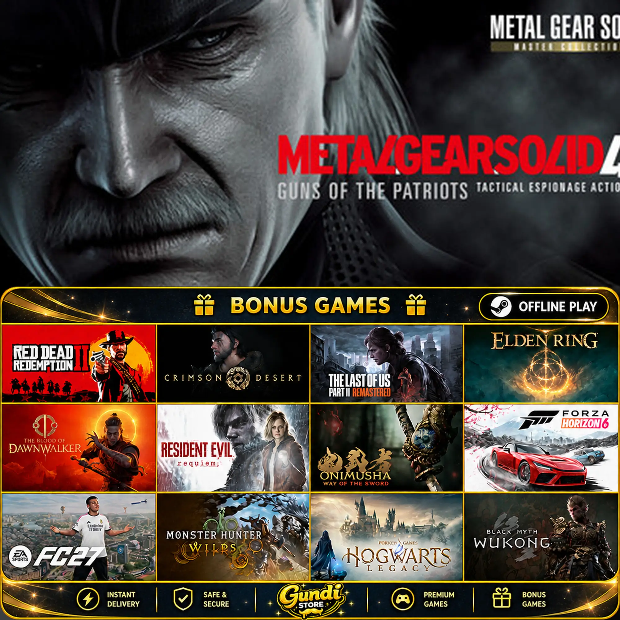 [AUTO CODE] - METAL GEAR SOLID 4_ Guns of the Patriots + BONUS GAME
