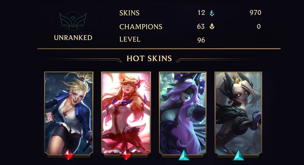 UNRANKED - 96 LVL - 12 SKIN