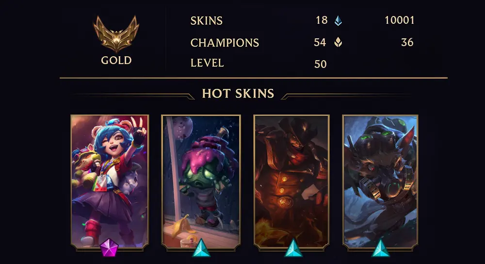 OCE - GOLD II - 50 LVL - 18 SKIN
