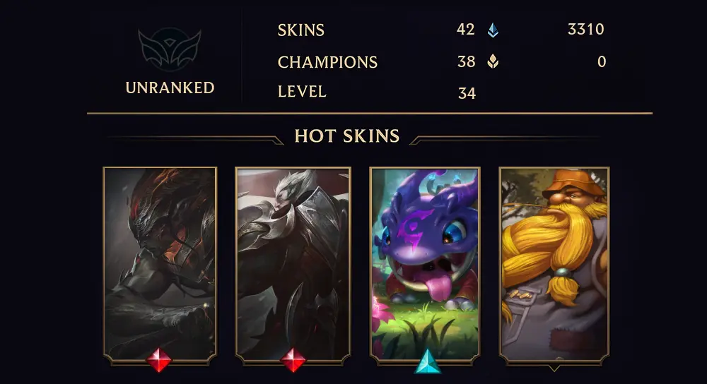UNRANKED - 34 LVL - 42 SKIN