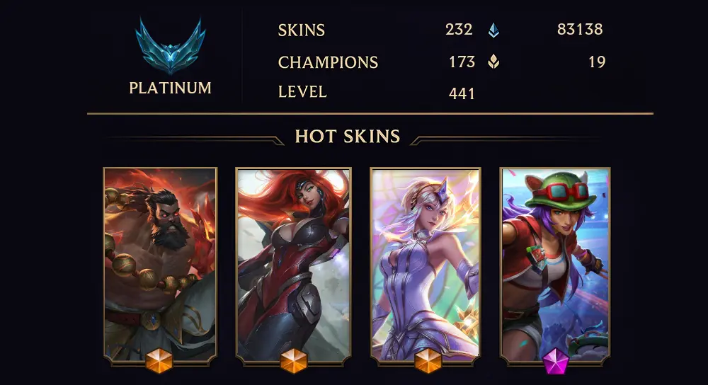 PLATINUM III - 441 LVL - 232 SKIN