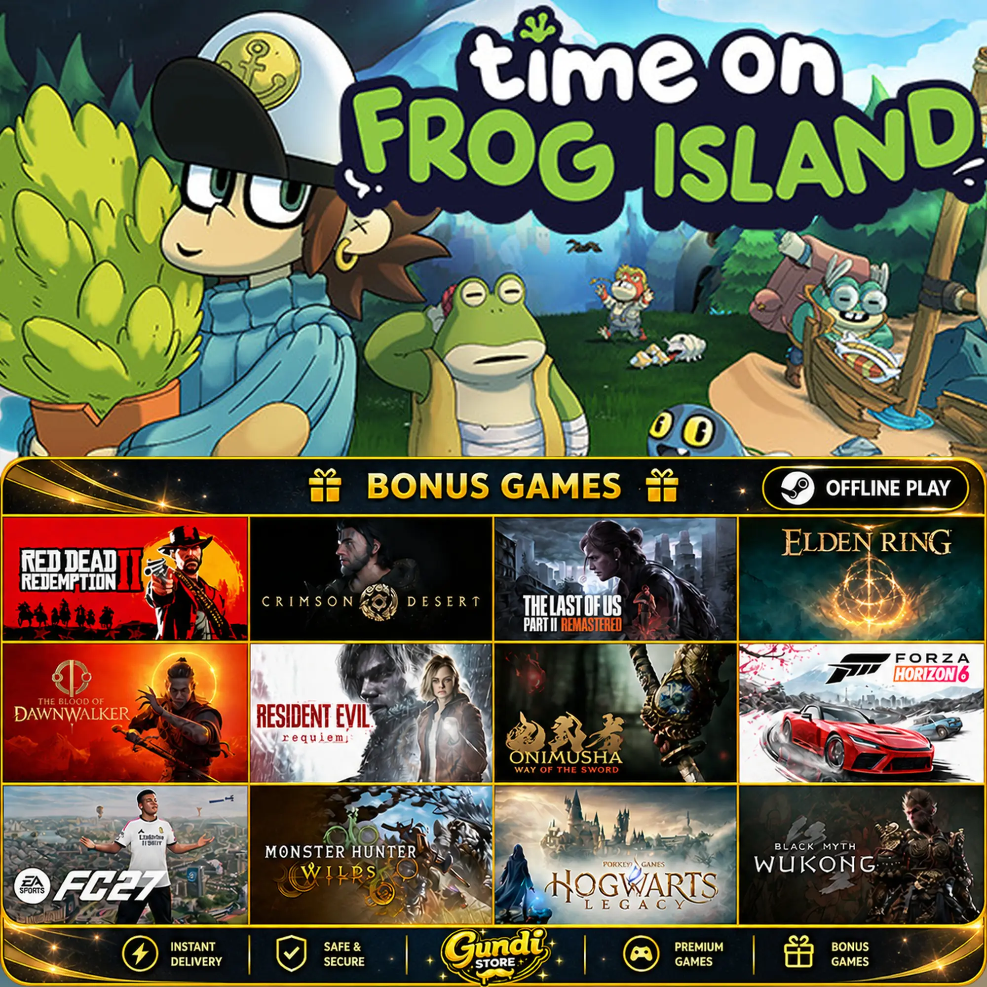 [AUTO CODE] - Time on Frog Island + BONUS GAME