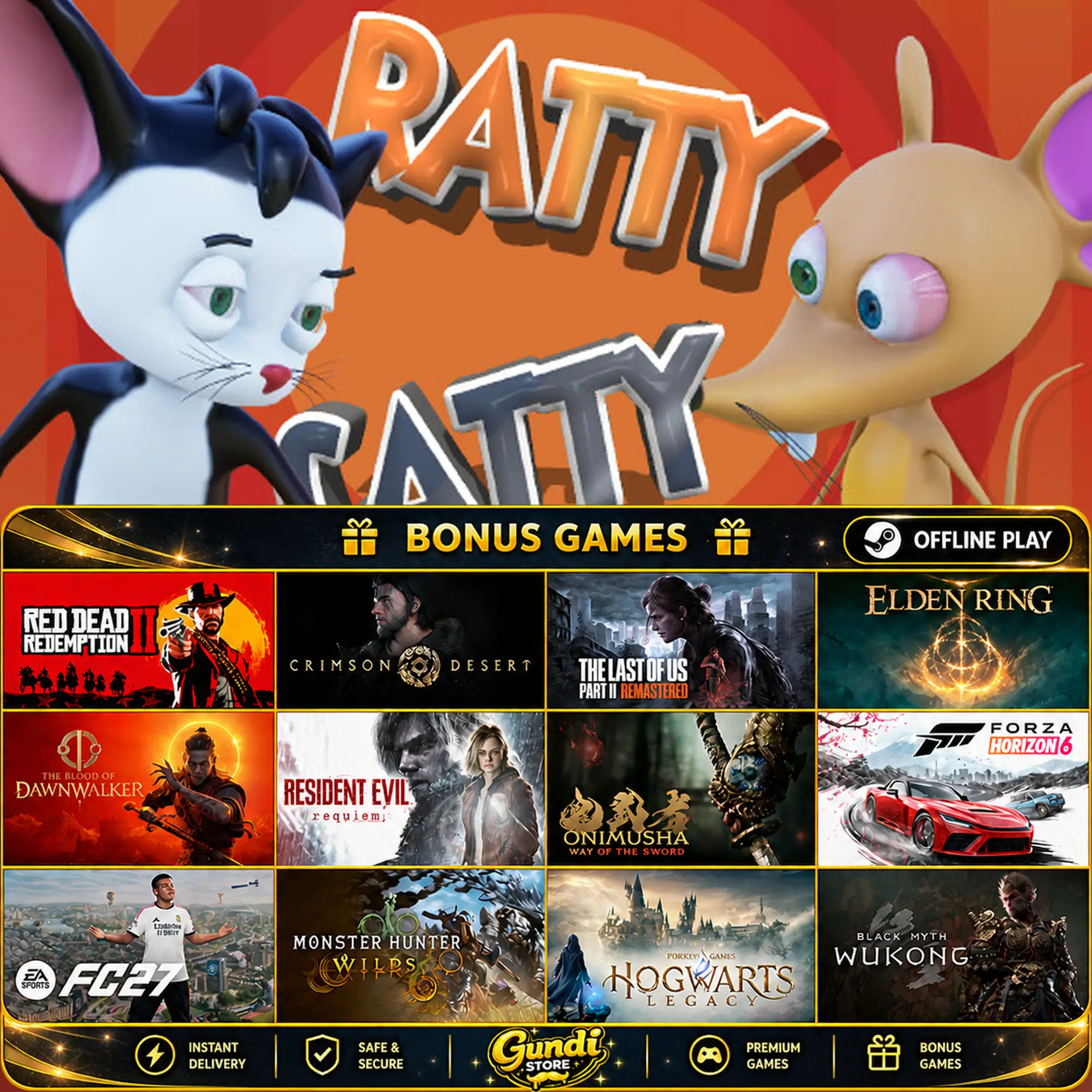 [AUTO CODE] - Ratty Catty + BONUS GAME