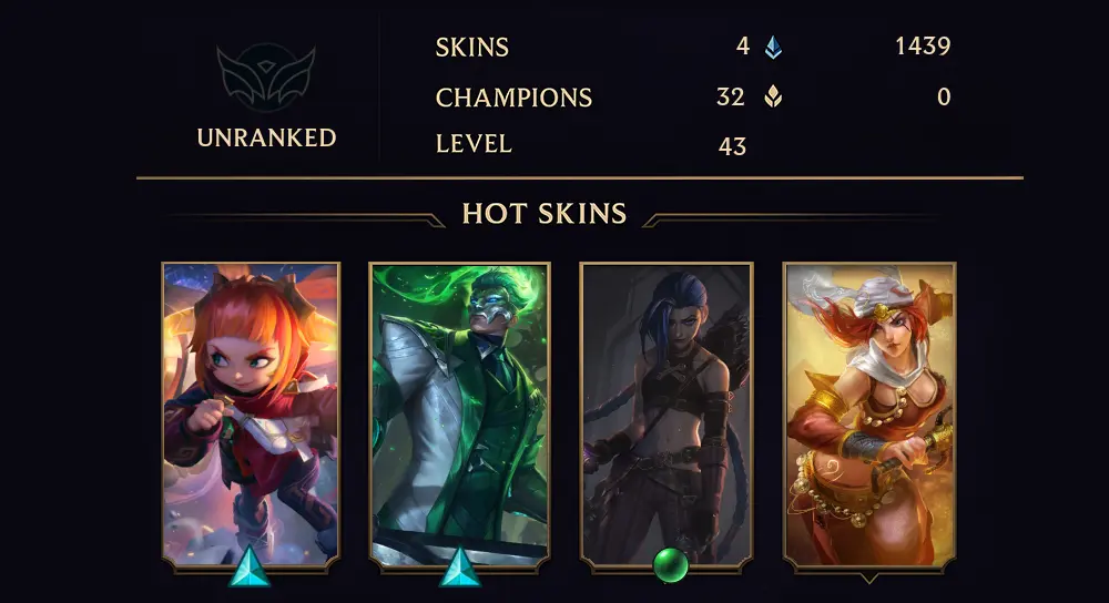 UNRANKED - 43 LVL - 4 SKIN