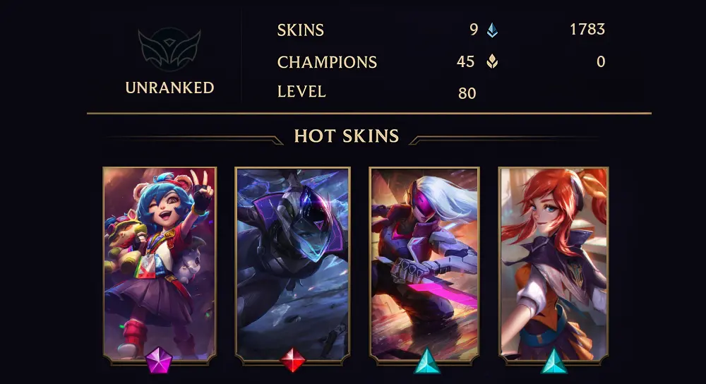 UNRANKED - 80 LVL - 9 SKIN