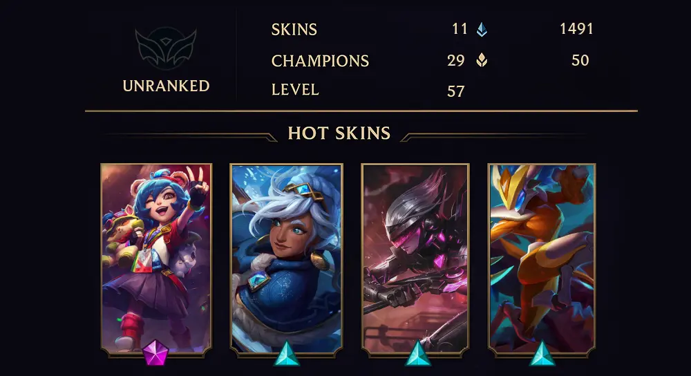 UNRANKED - 57 LVL - 11 SKIN