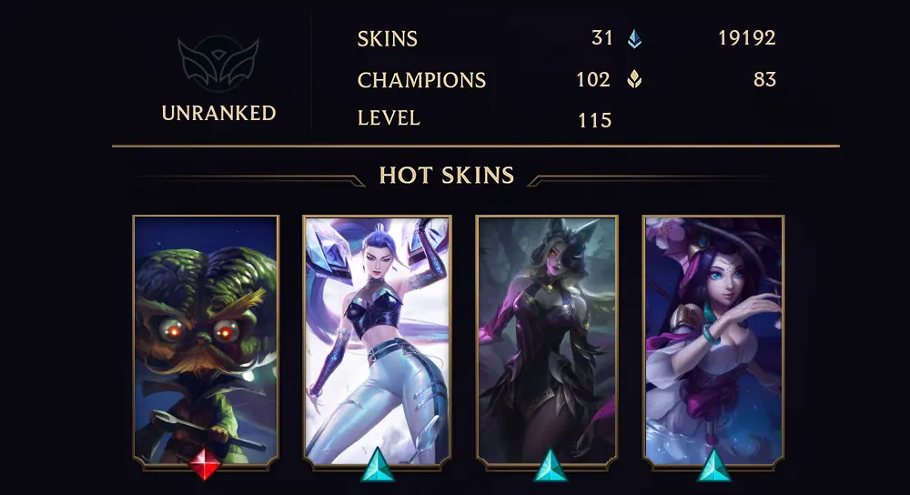 UNRANKED - 115 LVL - 31 SKIN
