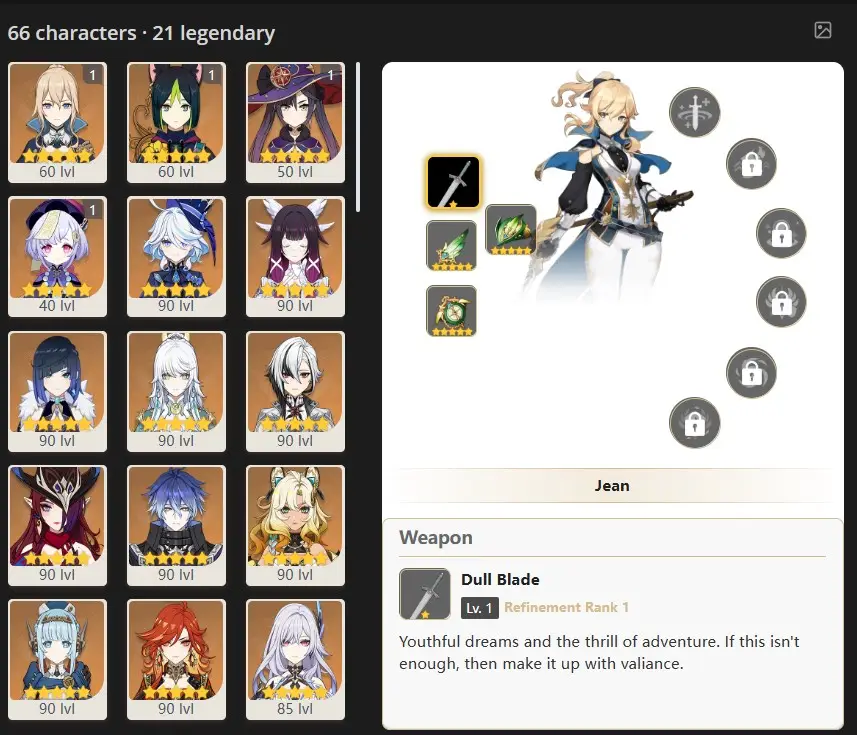 EU- AR:58- 66CHARACTERS [ 23 - 5 STARS CHARACTERS ]