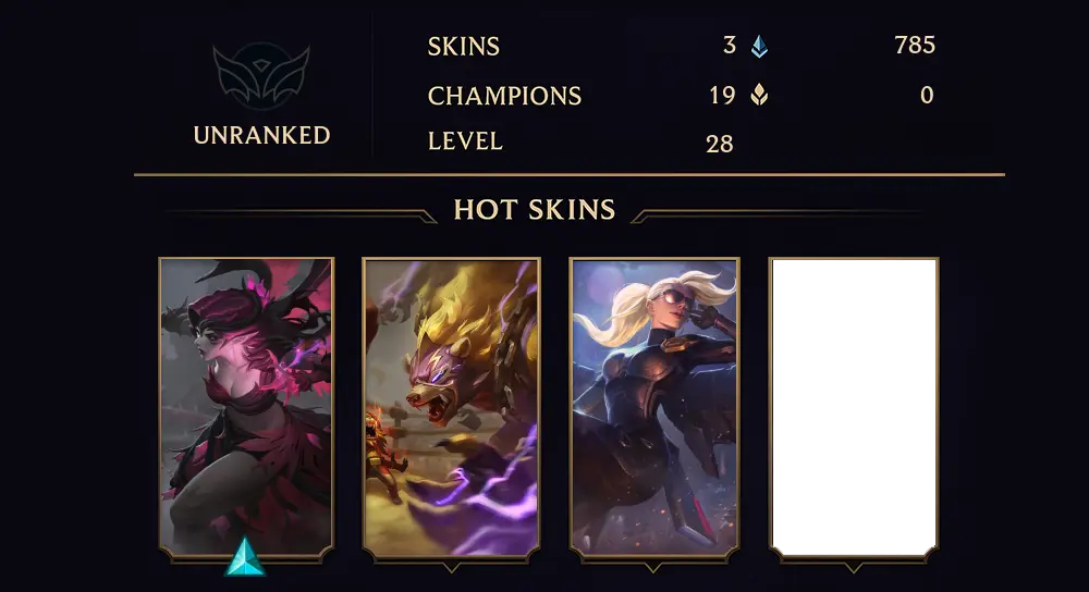 UNRANKED - 28 LVL - 3 SKIN