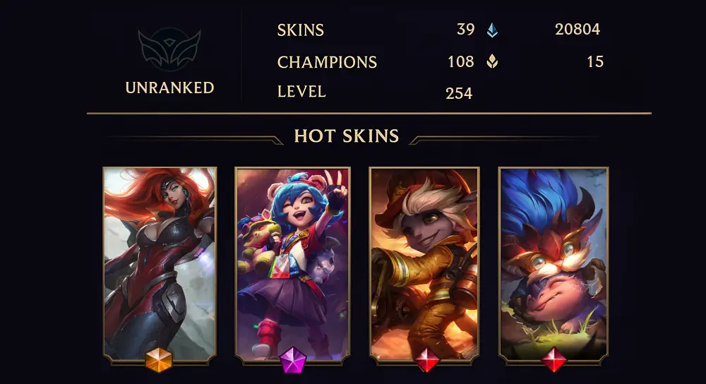 UNRANKED - 254 LVL - 39 SKIN