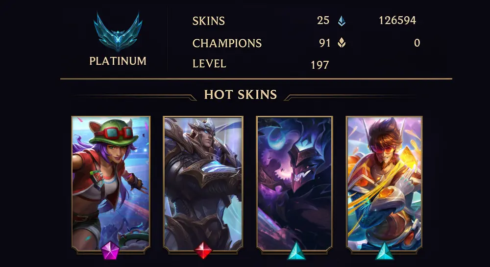 PLATINUM II - 197 LVL - 25 SKIN