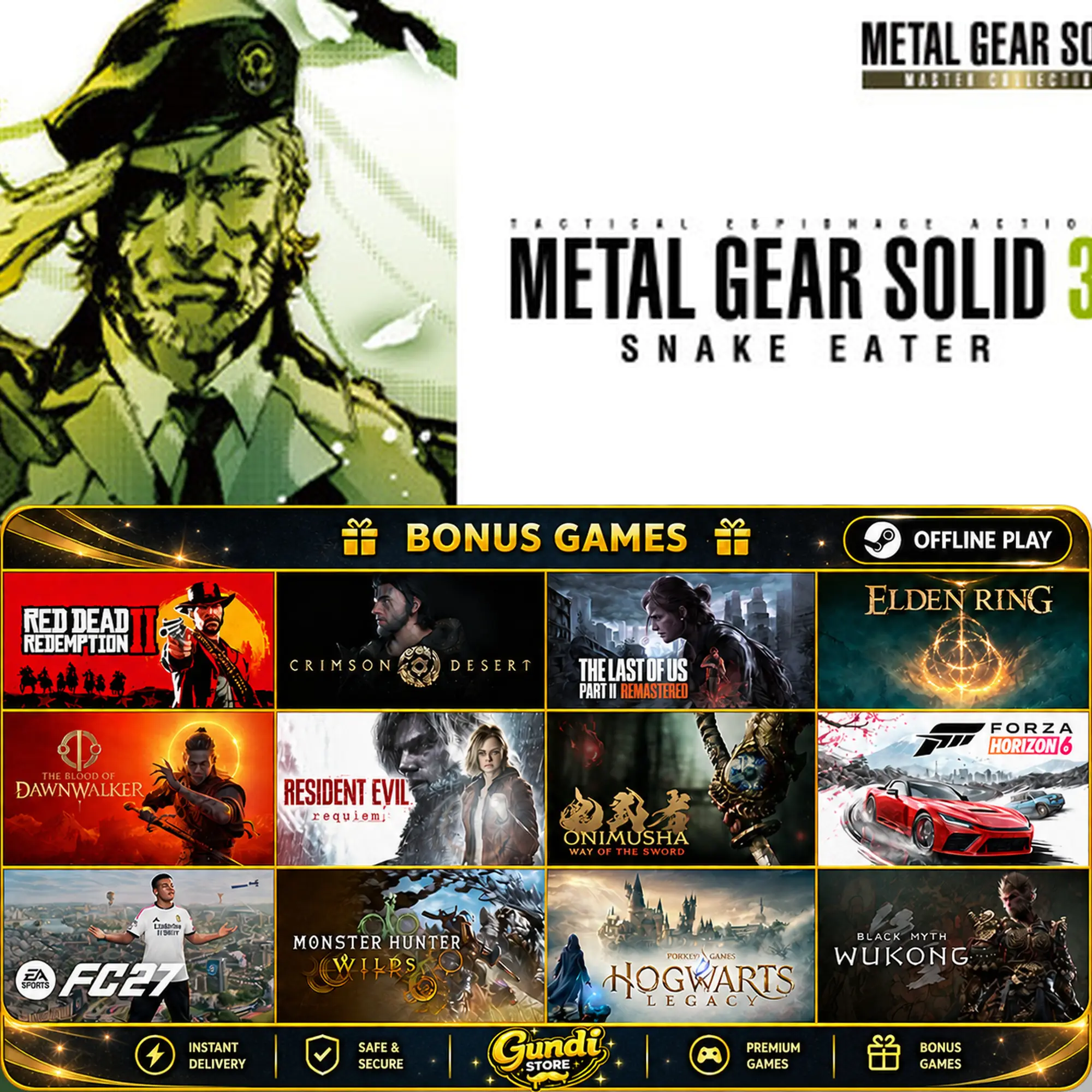 [AUTO CODE] - METAL GEAR SOLID 3_ Snake Eater + BONUS GAME