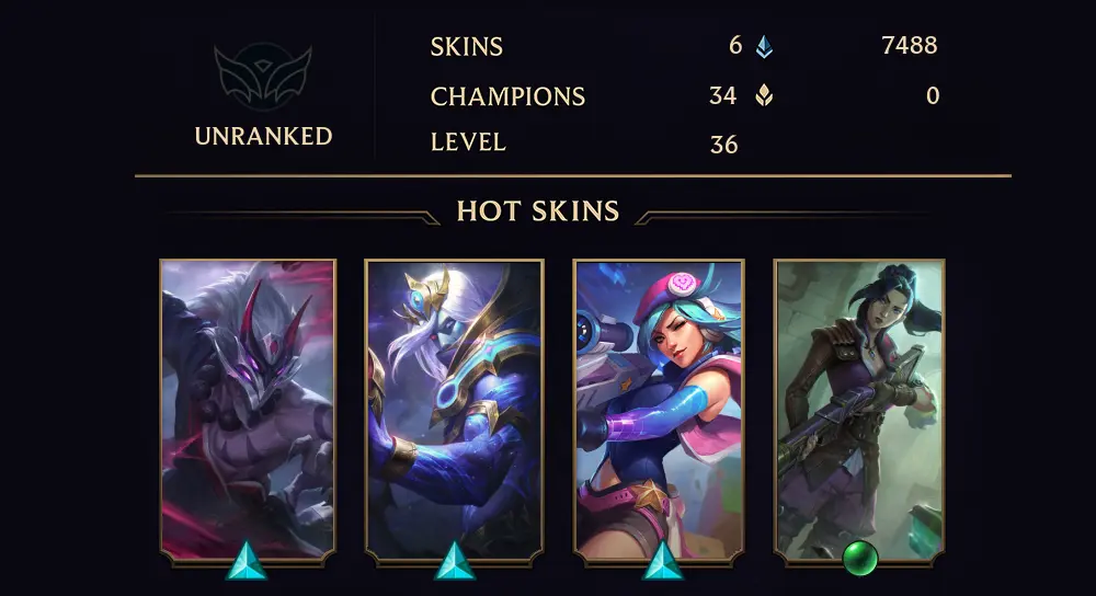 UNRANKED - 36 LVL - 6 SKIN