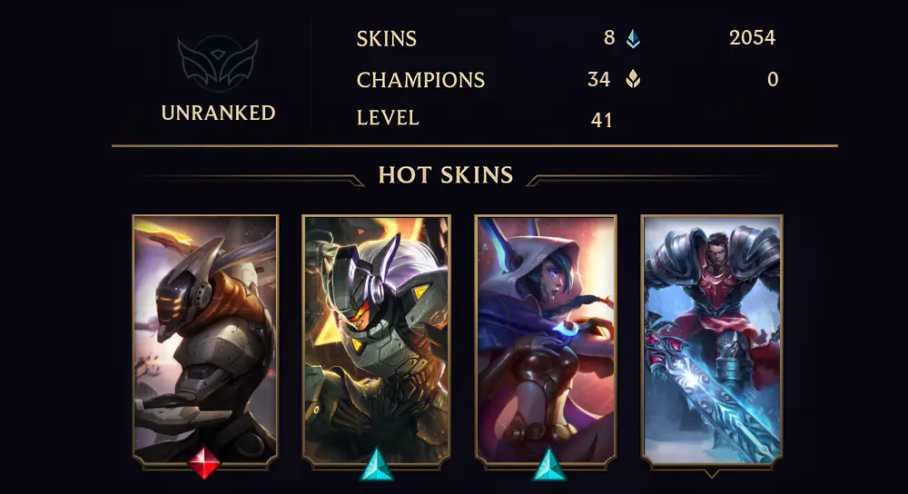 UNRANKED - 41 LVL - 8 SKIN
