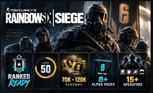 PC / UBISOFT -  Ranked Ready Level 50 - 70K - 120K Renowns - 15+ Operators - 8+ Alpha Packs