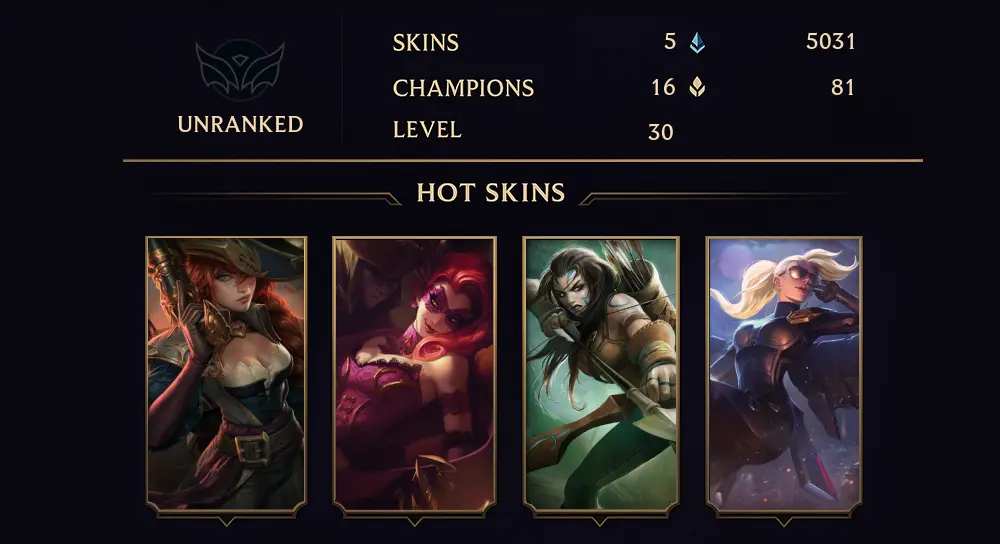UNRANKED - 30 LVL - 5 SKIN