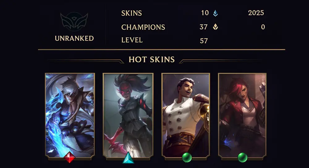 UNRANKED - 57 LVL - 10 SKIN