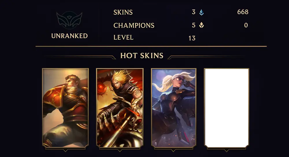 UNRANKED - 13 LVL - 3 SKIN