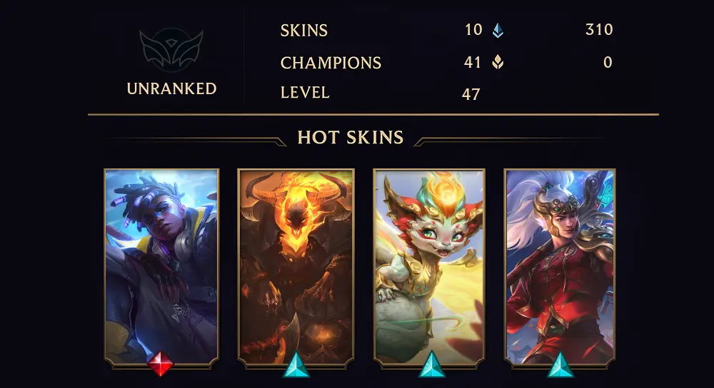 UNRANKED - 47 LVL - 10 SKIN
