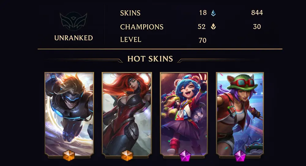 UNRANKED - 70 LVL - 18 SKIN
