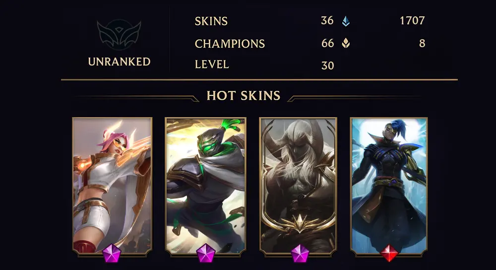 UNRANKED - 30 LVL - 36 SKIN